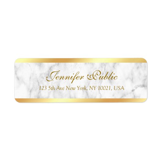 White Marble Gold Handgeschriebener Skripttext Ele (Vorne)