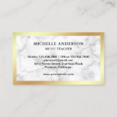 White Marble Gold Piano Keyboard Lehrer Pianist Visitenkarte (Rückseite)