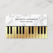 White Marble Gold Piano Keyboard Lehrer Pianist Visitenkarte (Vorderseite)