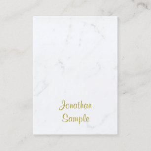 White Marble Gold Script Luxuriöse Vorlage Moderne Visitenkarte