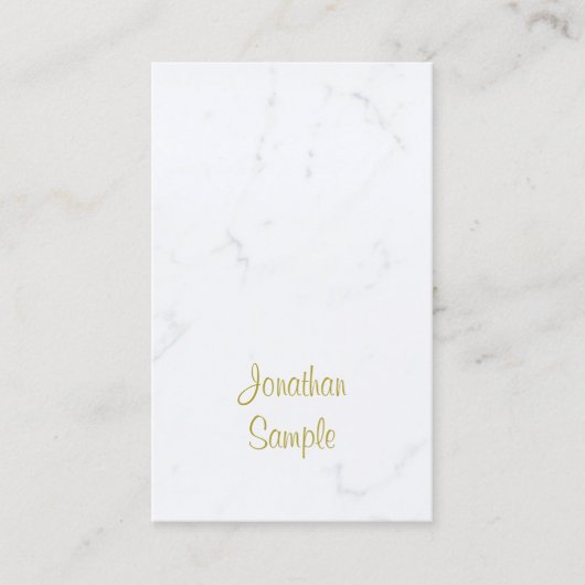 White Marble Gold Script Template Luxus Moderne Visitenkarte (Vorderseite)