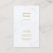 White Marble Gold Script Template Luxus Moderne Visitenkarte (Rückseite)