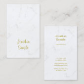White Marble Gold Script Template Luxus Moderne Visitenkarte (Vorne/Hinten)