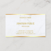 White Marble Gold Text Beruflich Moderne Eleganz Visitenkarte (Rückseite)
