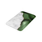 White Marble Hunter Green Agate Gold Glitzer Badematte (Schrägansicht)