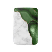 White Marble Hunter Green Agate Gold Glitzer Badematte (Vorderseite Vertikal)