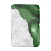 White Marble Hunter Green Agate Silver Glitzer Badematte (Vorderseite Vertikal)