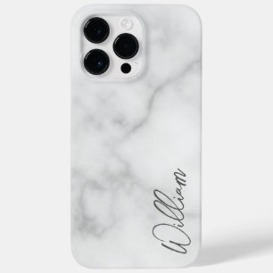 White Marble Modernes Script Personalisiert Name Case-Mate iPhone 14 Pro Max Hülle