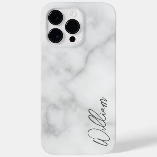 White Marble Modernes Script Personalisiert Name Case-Mate iPhone Hülle (Rückseite)
