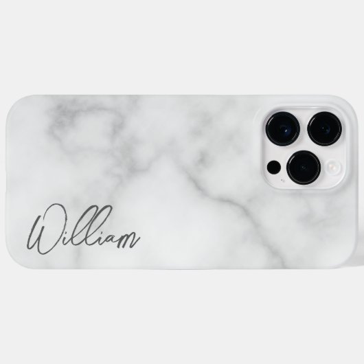 White Marble Modernes Script Personalisiert Name Case-Mate iPhone Hülle (Rückseite (Horizontal))