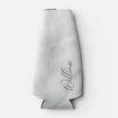 White Marble Modernes Script Personalisiert Name Flaschenkühler (Vorderseite)
