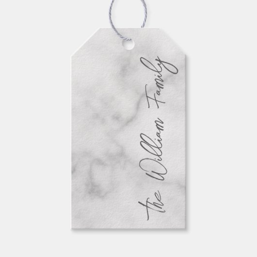 White Marble Modernes Script Personalisiert Name Geschenkanhänger (Vorderseite)