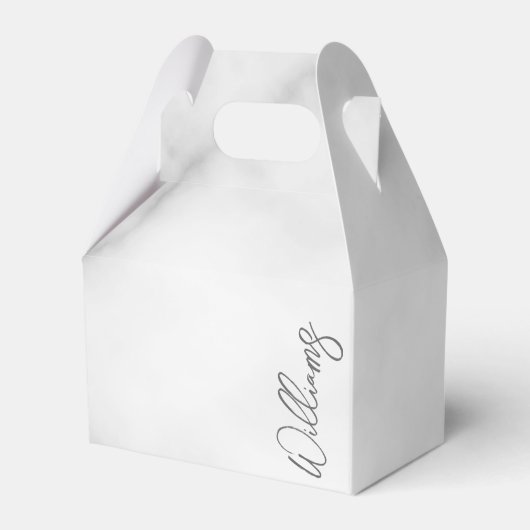 White Marble Modernes Script Personalisiert Name Geschenkschachtel (Vorderseite)