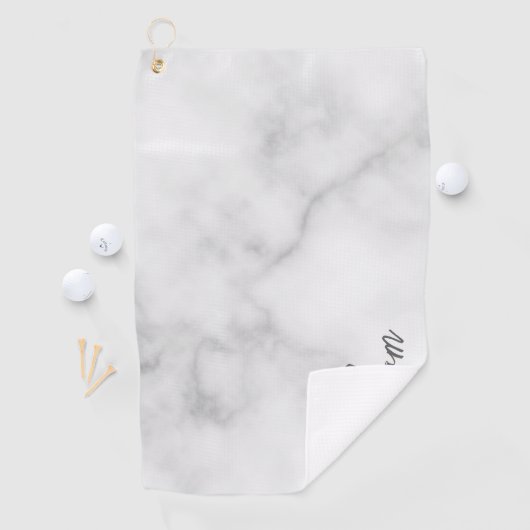 White Marble Modernes Script Personalisiert Name Golfhandtuch (Insitu)