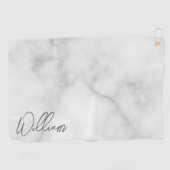 White Marble Modernes Script Personalisiert Name Golfhandtuch (Horizontal)