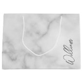 White Marble Modernes Script Personalisiert Name Große Geschenktüte (Vorderseite)