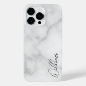 White Marble Modernes Script Personalisiert Name iPhone Hülle (Rückseite)