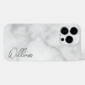 White Marble Modernes Script Personalisiert Name iPhone Hülle (Rückseite (Horizontal))