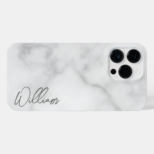 White Marble Modernes Script Personalisiert Name iPhone Hülle (Rückseite (Horizontal))