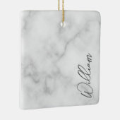 White Marble Modernes Script Personalisiert Name Keramikornament (Rechts)
