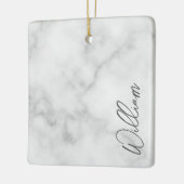 White Marble Modernes Script Personalisiert Name Keramikornament (Links)