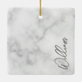 White Marble Modernes Script Personalisiert Name Keramikornament (Rückseite)