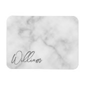 White Marble Modernes Script Personalisiert Name Magnet (Horizontal)