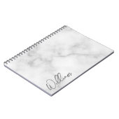 White Marble Modernes Script Personalisiert Name Notizblock (Linke Seite)