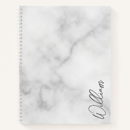 White Marble Modernes Script Personalisiert Name Notizblock (Vorderseite)