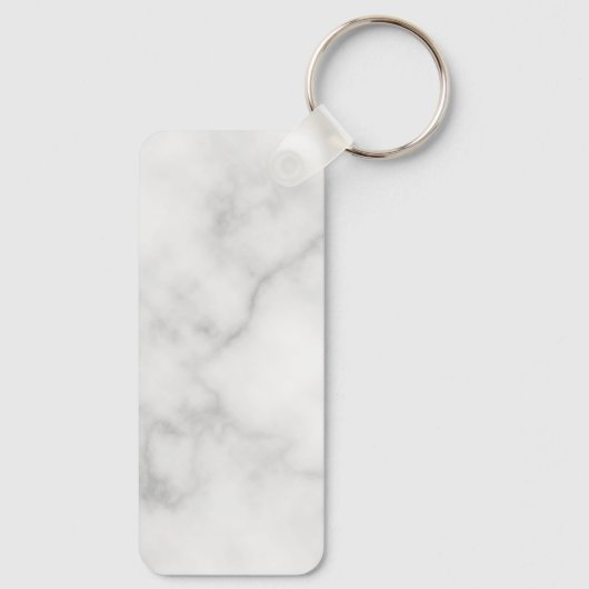 White Marble Modernes Script Personalisiert Name Schlüsselanhänger (Rückseite)