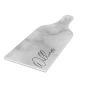White Marble Modernes Script Personalisiert Name Schneidebrett (Ecke)