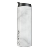 White Marble Modernes Script Personalisiert Name Thermosbecher (Nach rechts gedreht)