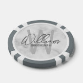 White Marble Modernes Script Personalisierte Trauz Pokerchips (Einzeln)