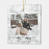 White Marble Mr. and Mrs. First Verheiratet Christ Keramikornament (Links)