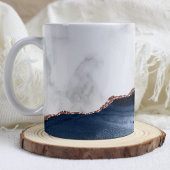 White Marble Navy Blue Agate Rose Gold Glitter  Kaffeetasse
