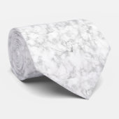 White Marble Neck Tie - Formal Corporate Necktie Krawatte (Gerollt)