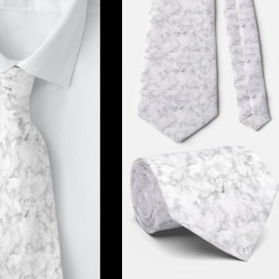 White Marble Neck Tie - Formal Corporate Necktie Krawatte