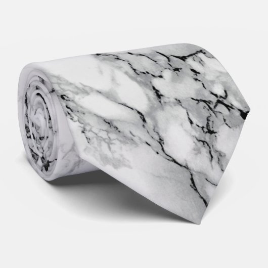 White Marble Neck Tie Krawatte (Gerollt)