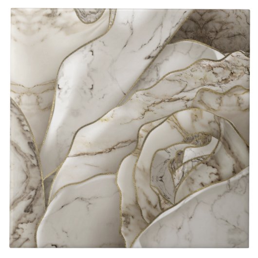 White Marble Rose Abstract Fliese (Vorderseite)