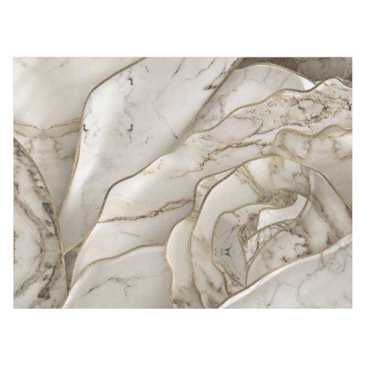 White Marble Rose Abstract Tischdecke (Vorderseite (Horizontal))