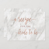 White Marble & Rose Gold Brautparty Rezept Card Postkarte (Vorne/Hinten)