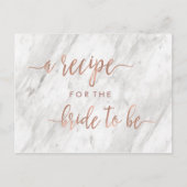 White Marble & Rose Gold Brautparty Rezept Card Postkarte (Vorderseite)