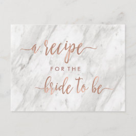 White Marble & Rose Gold Brautparty Rezept Card Postkarte