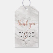 White Marble & Rose Gold Hochzeit Vielen Dank Geschenkanhänger (Vorderseite)