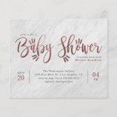 White Marble & Rose Gold Script Baby Dusche (Vorderseite)