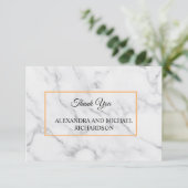 White Marble Script Dankeskarte (Stehend Vorderseite)