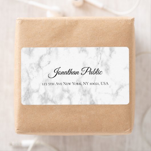 White Marble Script Luxuriöse Elegant Shipping (Insitu)