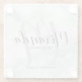 White Marble Script Personalisiert Bridesmaiers Glasuntersetzer (Rückseite)