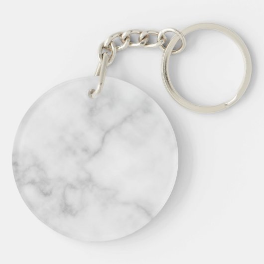 White Marble Script Personalized Monogram and Name Schlüsselanhänger (Rückseite)