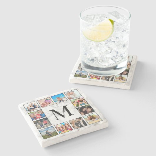 White Marble Stone Pattern Steinuntersetzer (Seitenansicht)